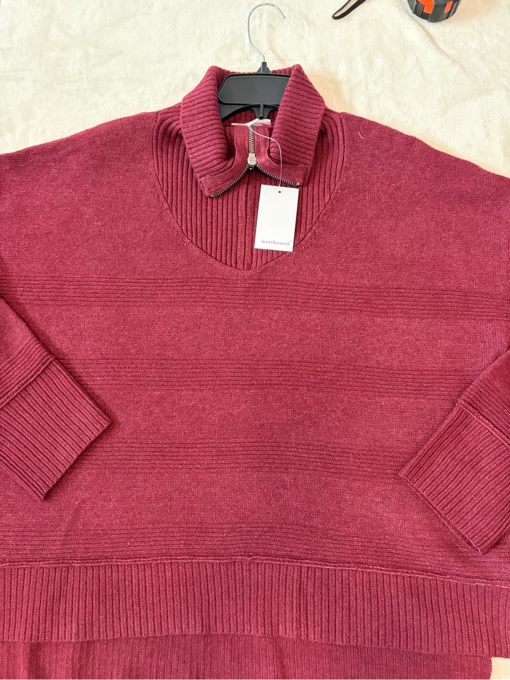 Westbound Half-Zip Mock Neck Sweater - Wine